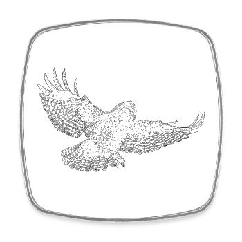 Mäusebussard, Greifvogel gezeichnet (stilisiert) - Viereckiger Kühlschrankmagnet - Weiß - Vorne