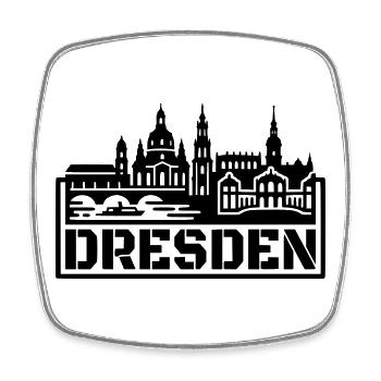 Dresden City Silhouette Landmark Souvenir - Square fridge magnet - white - Front