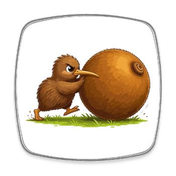 Un oiseau kiwi chasse le kiwi - Magnet carré - blanc - Devant