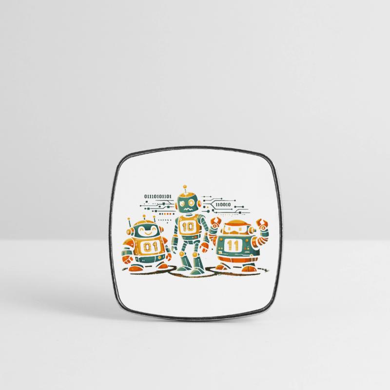 Geek Robots Binary Code Computer Science IT Square fridge magnet