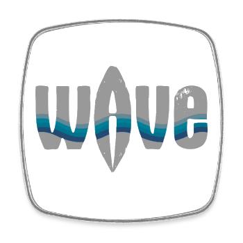 Wave typography with blue ribbons - Square fridge magnet - white - Front
