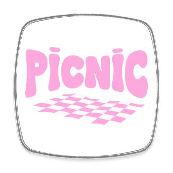 Picnic pastel damier rose - Magnet carré - blanc - Devant