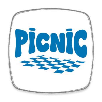 Blue and Plaid Picnic - Square fridge magnet - white - Front