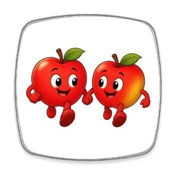 Two apples go for a walk - Square fridge magnet - white - Front