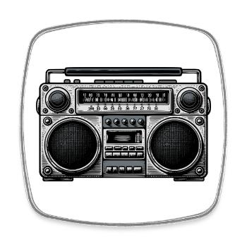 Vintage Boombox Graphic - Square fridge magnet - white - Front