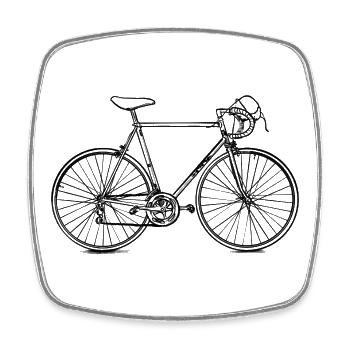 Vintage Rennrad - Illustration - Viereckiger Kühlschrankmagnet - Weiß - Vorne