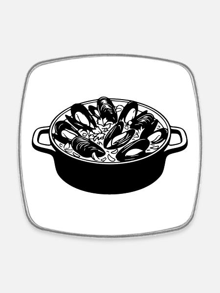 marmite_de_moules - Viereckiger Kühlschrankmagnet - Weiß