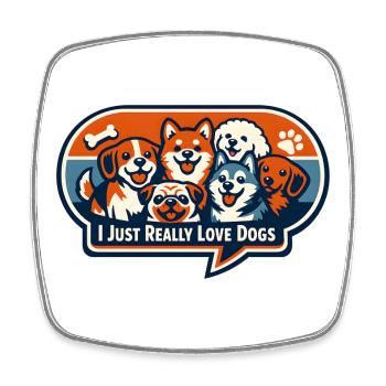 Ich liebe Hunde Patchdesign - Viereckiger Kühlschrankmagnet - Weiß - Vorne