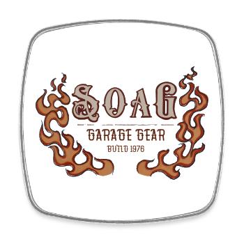 SOAG Garage Gear 1976 Flames Logo - Square fridge magnet - white - Front