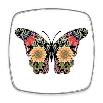 papillon - Magnet carré - blanc - Devant