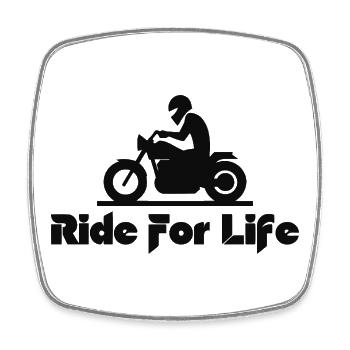 Silhouette Moto Ride For Life - Magnet carré - blanc - Devant