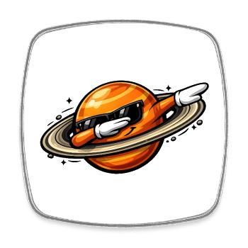 Dabbing Saturn - Viereckiger Kühlschrankmagnet - Weiß - Vorne