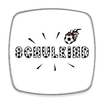 Schulkind Einschulung Fußball in Flammen - Viereckiger Kühlschrankmagnet - Weiß - Vorne
