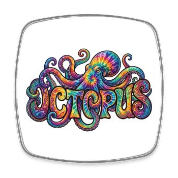 Psychedelic Tie-Dye Octopus Art - Square fridge magnet - white - Front