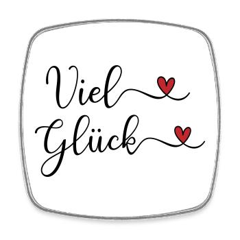 Viel Glück Design mit Herz - Viereckiger Kühlschrankmagnet - Weiß - Vorne