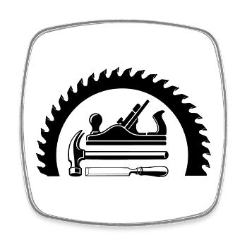 Motif de la lame de la scie raboteuse charpentier - Magnet carré - blanc - Devant