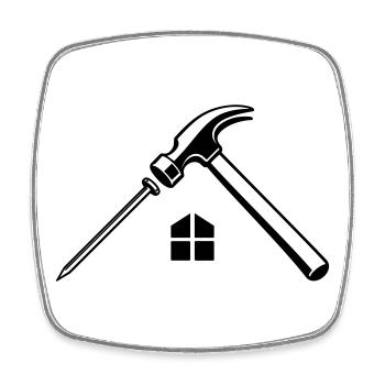 Logo du clou marteau de couvreur - Magnet carré - blanc - Devant