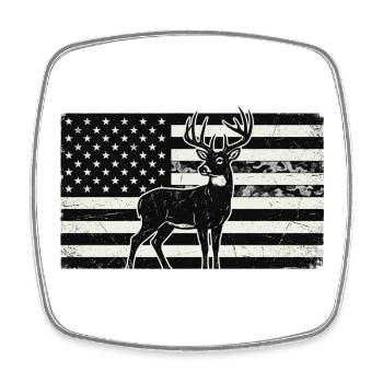American Flag Deer – Patriotic Hunting Design - Square fridge magnet - white - Front