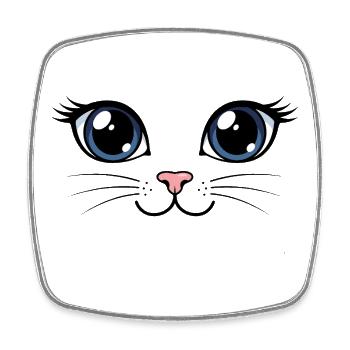 Kawaii süßes Katzenaugen-T-Shirt - Viereckiger Kühlschrankmagnet - Weiß - Vorne