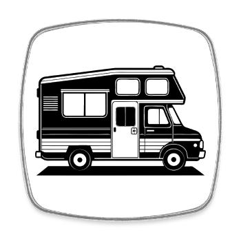 Camping-car - Magnet carré - blanc - Devant
