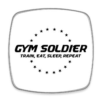 T-shirt de motivation de salle de sport - Magnet carré - blanc - Devant