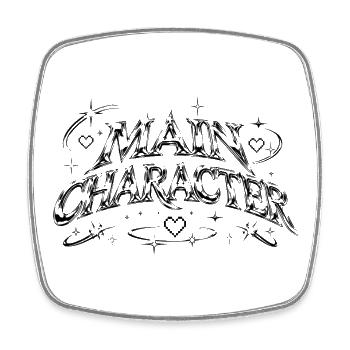 Personnage principal Y2K Chrome Minimaliste - Magnet carré - blanc - Devant