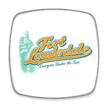 Fort Lauderdale Retro Unter der Sonne - Viereckiger Kühlschrankmagnet - Weiß - Vorne