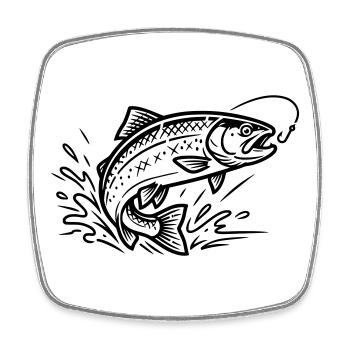 Truite saumon sautant pêche pêche pêche pêcheur pêcheur - Magnet carré - blanc - Devant