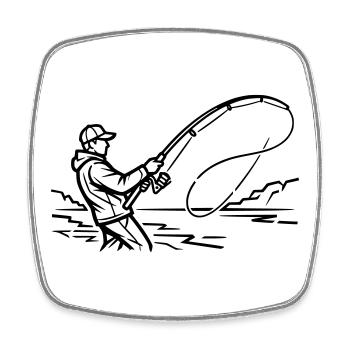 Angler Silhouette Fly Fishing Fishing - Square fridge magnet - white - Front