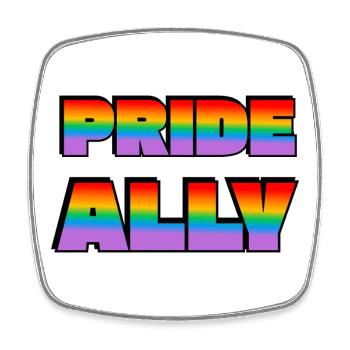 Pride Ally Rainbow Letters - Square fridge magnet - white - Front