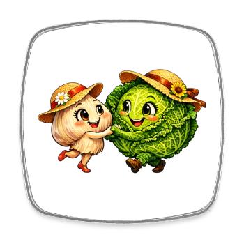Légumes dansants - Magnet carré - blanc - Devant