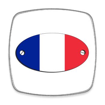 Drapeau ovale : emblème français.  France - Magnet carré - blanc - Devant