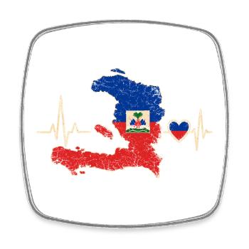 Haiti Herzbeat Flagge - Viereckiger Kühlschrankmagnet - Weiß - Vorne