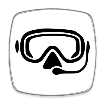 Lunettes de plongée cadeau pour plongeurs - Magnet carré - blanc - Devant