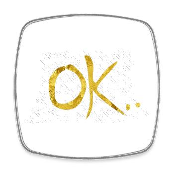 OK Glitter Handwriting Gold on Black - Square fridge magnet - white - Front