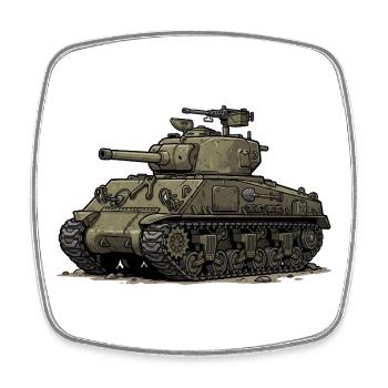 Sherman Tank Cartoon Illustration | RCCX - Square fridge magnet - white - Front