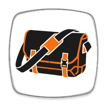 Icône du sac messager à vélo - Magnet carré - blanc - Devant