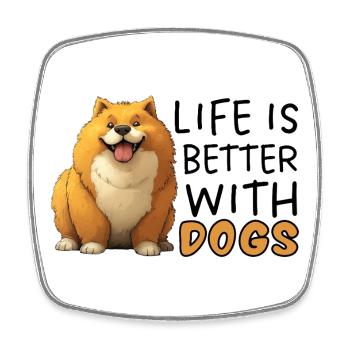 La vie est meilleure avec les chiens Pembroke Welsh Corgi - Magnet carré - blanc - Devant