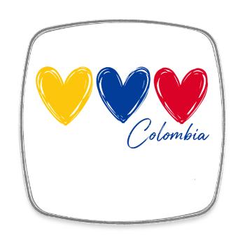 T-shirt Colombie Cœurs Drapeau Fierté - Magnet carré - blanc - Devant