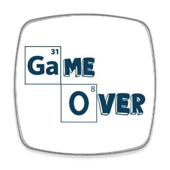Game Over Games-Shirt - Viereckiger Kühlschrankmagnet - Weiß - Vorne