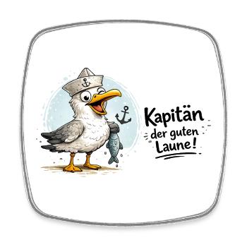 Küstensegler Möwe   - Kapitän der guten Laune - Viereckiger Kühlschrankmagnet - Weiß - Vorne