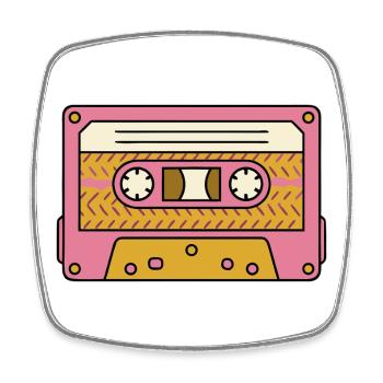 Retro Cassette in Pink - Square fridge magnet - white - Front