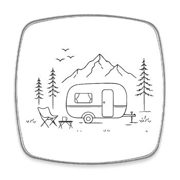 Campings en montagne - Magnet carré - blanc - Devant