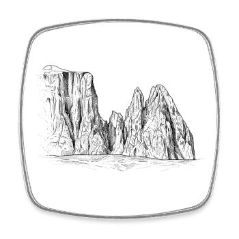 Sciliar Massif Silhouette | Dolomites Landmarks - Square fridge magnet - white - Front
