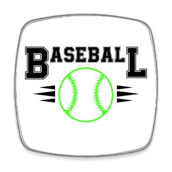 Neon Baseballball mit Leuchtstichen - Viereckiger Kühlschrankmagnet - Weiß - Vorne