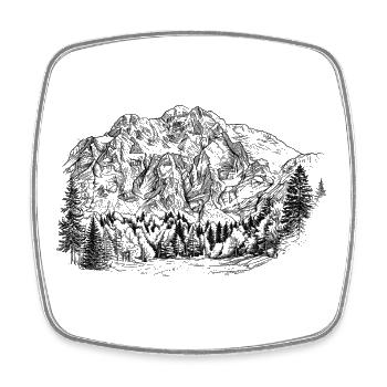Schermberg Silhouette Hetzau Totes Gebirge Design - Square fridge magnet - white - Front