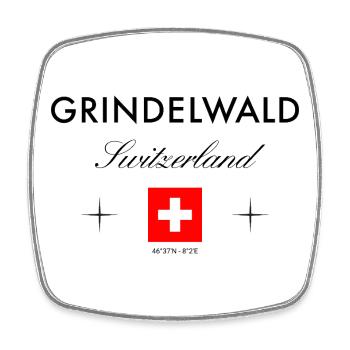 Grindelwald Switzerland Coordinates Travel Souvenir - Square fridge magnet - white - Front