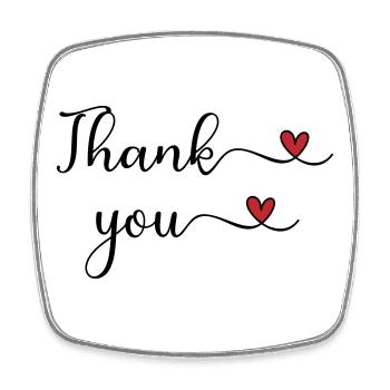 Thank you Heart Typography Gift - Square fridge magnet - white - Front