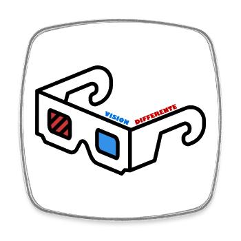 Vision Différente Abstract Logo Lunette 3D - Magnet carré - blanc - Devant