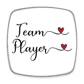 Team Player cute Typography Design with a Heart - Square fridge magnet - white - Front